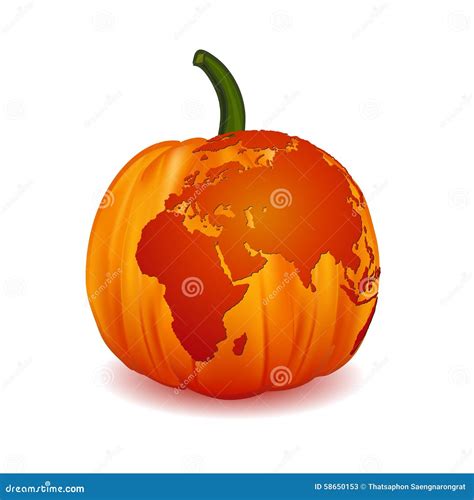 World Map Europe Zone On Scary Halloween Pumpkin Illustration Stock