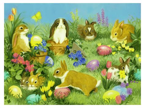 Happy Easter Bunnies In Field Animated By Angellovernumberone  By