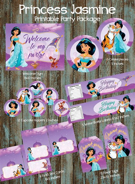 Princess Jasmine Party Package Princess Jasmine Party Etsy Princess