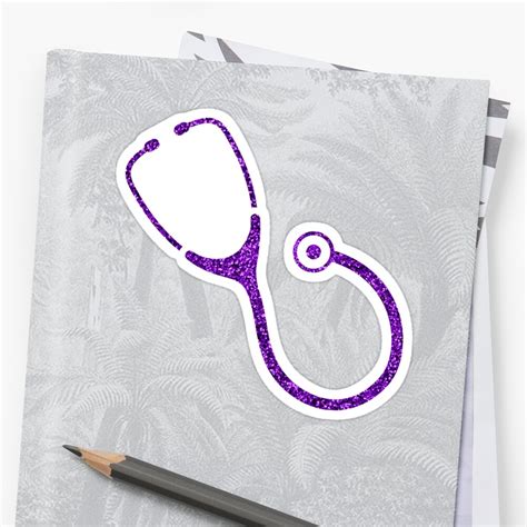 Purple Glitter Stethoscope Logo Sticker Printed Image Stickers By