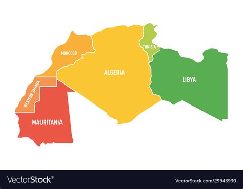Map Maghreb Countries Northwest Africa States Vector Image