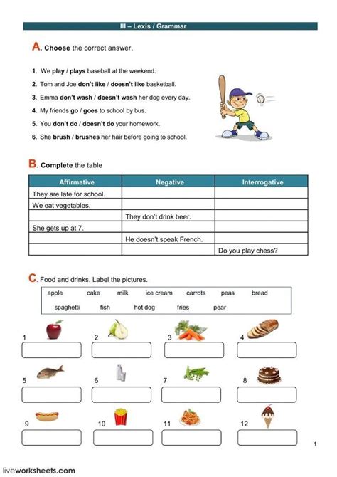 A Worksheet With Words And Pictures To Describe What Food Is In The Image