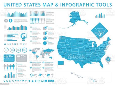 United States Map Info Graphic Vector Illustration Stock Illustration