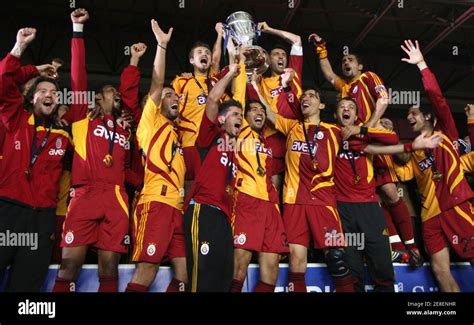 Galatasaray Players With The Championship Trophy Hi Res Stock