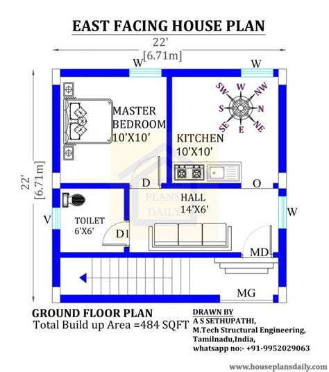22x22 East Facing Vastu Home Plan House Plan And Designs Pdf Books