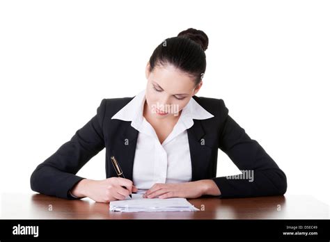 Beautiful Attractive Corporate Lawyer Business Woman Sitting At Desk