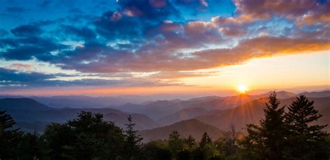 Free Images North Carolina Sunset Overlook Amber Clouds