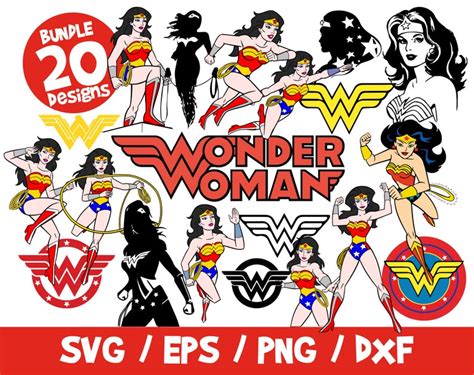 Wonder Woman Bundle Vectors Superhero Svg Wonder Woman Cutting