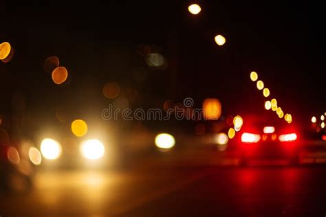 Blur Bokeh Of Car On The Road Blur Traffic At Night Stock Photo