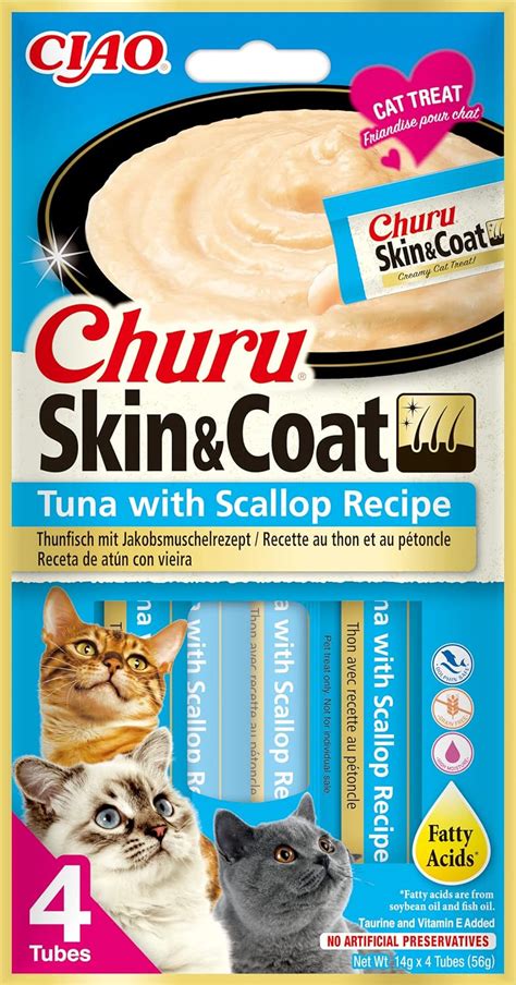 Churu Skin And Coat By Inaba Cat Treat Tuna With Scallop 1 Pack 4 X