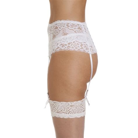 Silky White Wide Lace Womens Ribbon Strap Suspender Belt