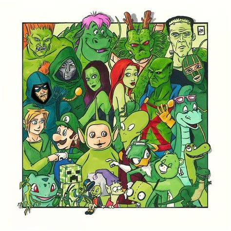Green Team Green Characters Sketch Book Cartoon Art Styles