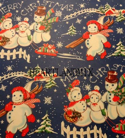 Printable Christmas Wrapping Paper Digital Image Snowmen Etsy