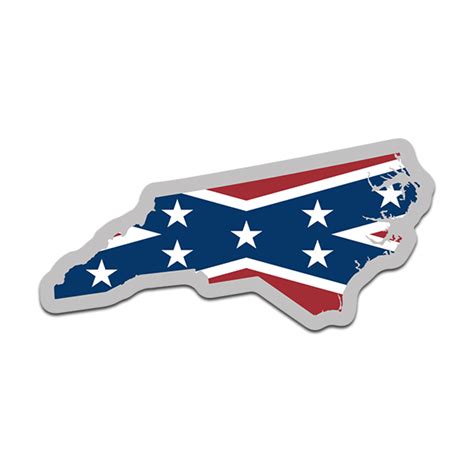 North Carolina State Shaped Rebel Confederate Flag Decal Nc Map Sticker