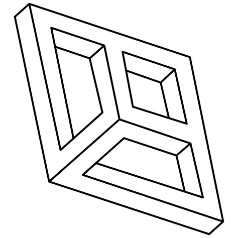 Optical Illusion Impossible Figure Isometric Drawing Isolated On A