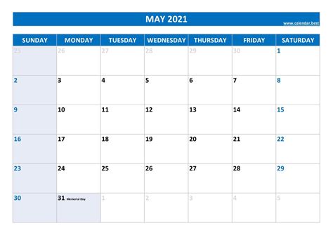 May 2021 Calendar Calendarbest