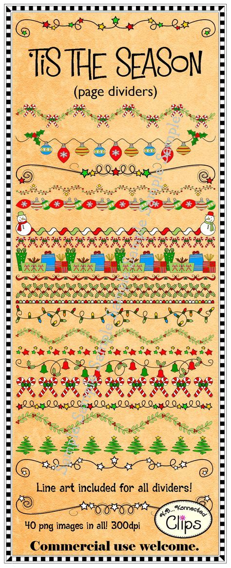 Tis The Season Page Dividers Christmas Page Dividers Clip Art Line