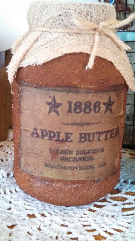 Primitive Grungy Vintage Jar With Paper Bag Label And Cheese Cloth