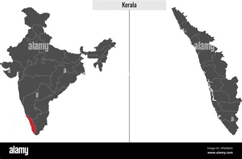 Map Of Kerala State Of India And Location On Indian Map Stock Vector