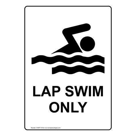 Portrait Lap Swim Only Sign With Symbol Nhep 15102