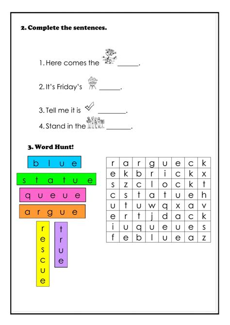 Lesson 60 - ue sound worksheet