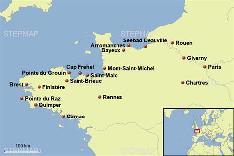Stepmap Normandie And Bretagne Landkarte Für Frankreich