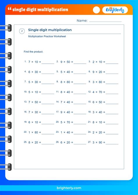 Single Digit Multiplication Worksheets Brighterly