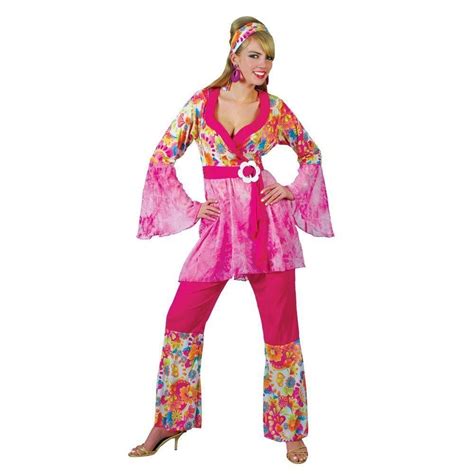 Adult 60s 70s Groovy Lady Hippy Flower Power Womens Ladies Fancy Dress