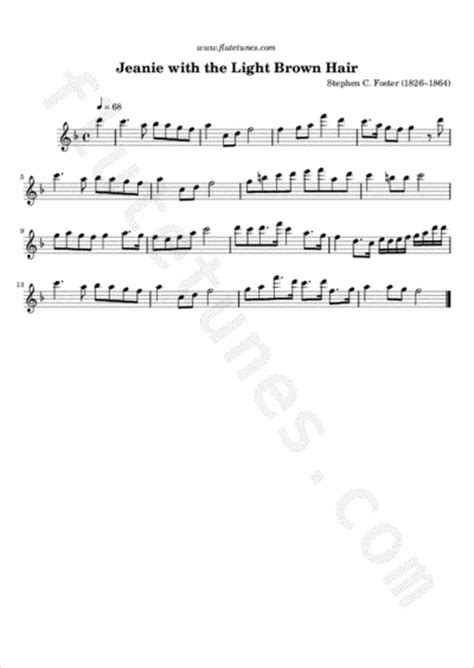 Swisher (january 1, 1939) sheet music : Jeanie with the Light Brown Hair (S. Foster) - Free Flute ...