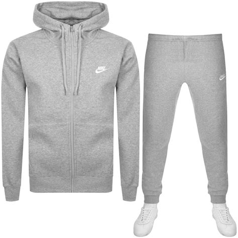 Nike Cotton Full Zip Club Tracksuit In Grey Grey For Men Lyst