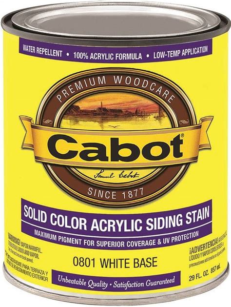 Cabot 0801 05 Pro Vt Acrylic Latex Siding Stain White Base Solid