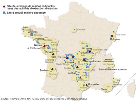 France Uranium Mines And Storage Sites • Map •