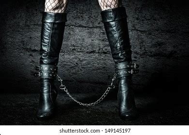 Bdsm Womans Legs High Black Leather Stock Photo 149145197 Shutterstock