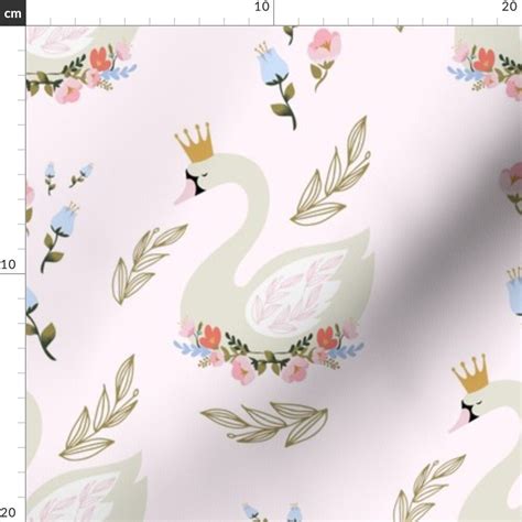 Swan Princess Fabric 8 Floral Swan Blush Pink By Etsy