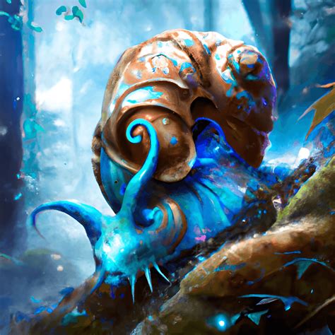 Adorable Whimsical Magic High Detailed Snail Creature In An Spring