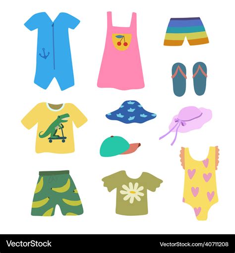 Set Of Cute Summer Beach Children Clothes Vector Image