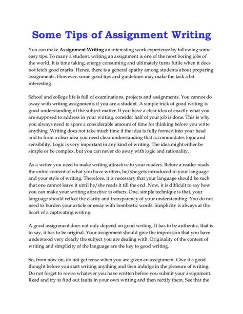 Some Tips Of Assignment Writing