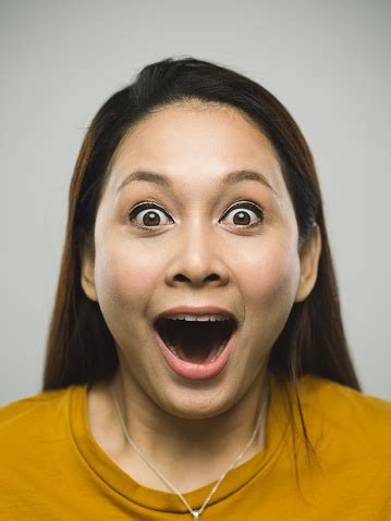 Real Malaysian Young Woman With Surprised Expression Stock ...