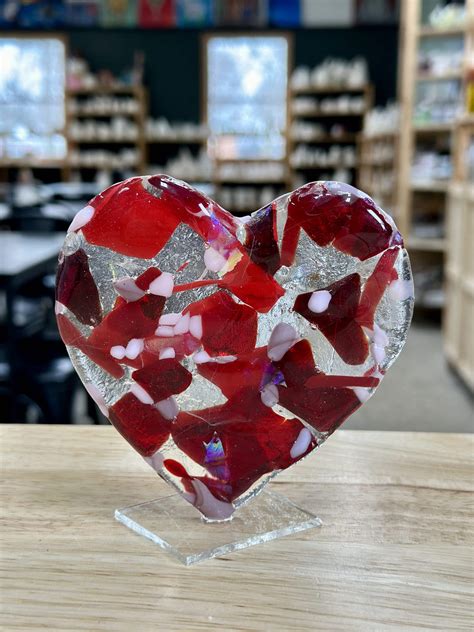 Fused Glass Hearts Art At The Bodega