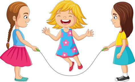 Cartoon Three Girls Playing Jumping Rope 15219904 Vector Art At Vecteezy