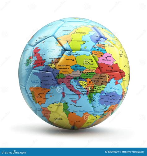 European Championship Concept Soccer Or Football Ball With Map Stock