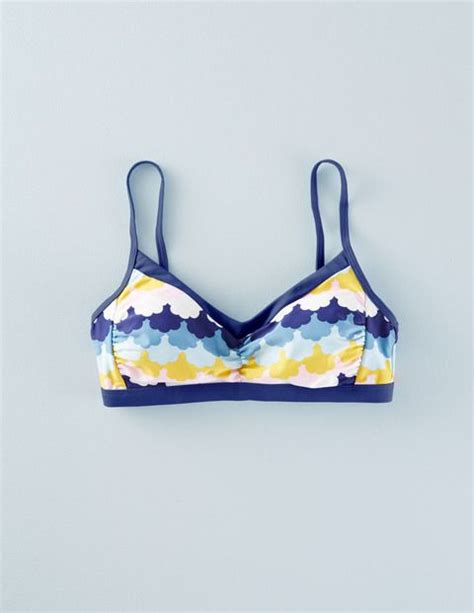 Boden Seychelles Bikini Top Washed Blue Geo Scallop Our Activewear