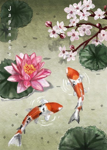 Cuối tuần ngắm hồ cá koi nho nhỏ, xinh xinh cho quên đi covid nè. Cherry Blossom, Lotus Flower, and Koi | Koi painting ...