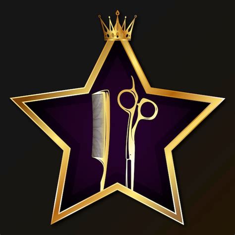 Premium Vector Scissors And Comb In The Star Symbol With Crown