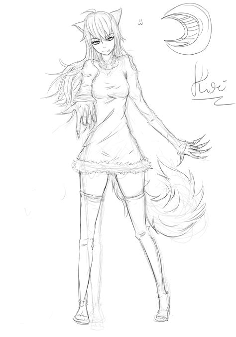 Beautiful Anime Wolf Girl Drawing