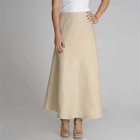 Shop Grace Elements Womens Beige Linen Maxi Skirt Overstock 8024413