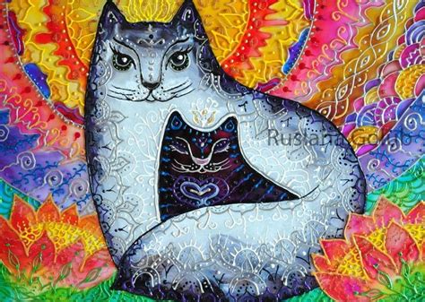 Art Print Cat Painting Stained Glass Art Crazy Cat Lady T Etsy Cat Art Cat Painting Cat