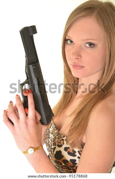 Sexy Woman Holding Gun Stock Photo 95178868 Shutterstock