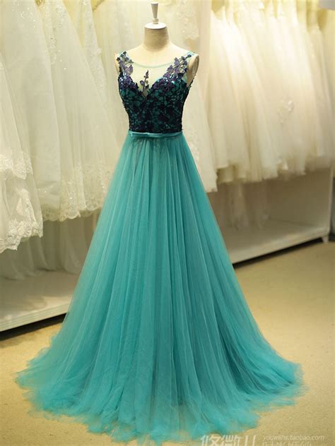 Teal Green Romantic Lace Formal Prom Evening Dress Yw1705 Jojo Shop