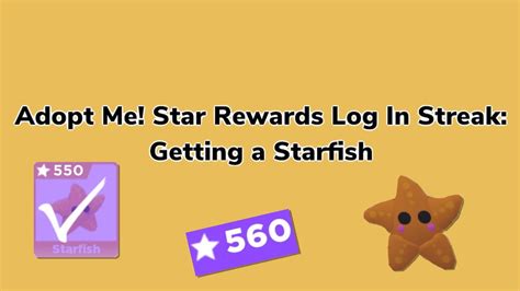 Adopt Me Star Rewards Log In Streak Getting A Starfish Youtube